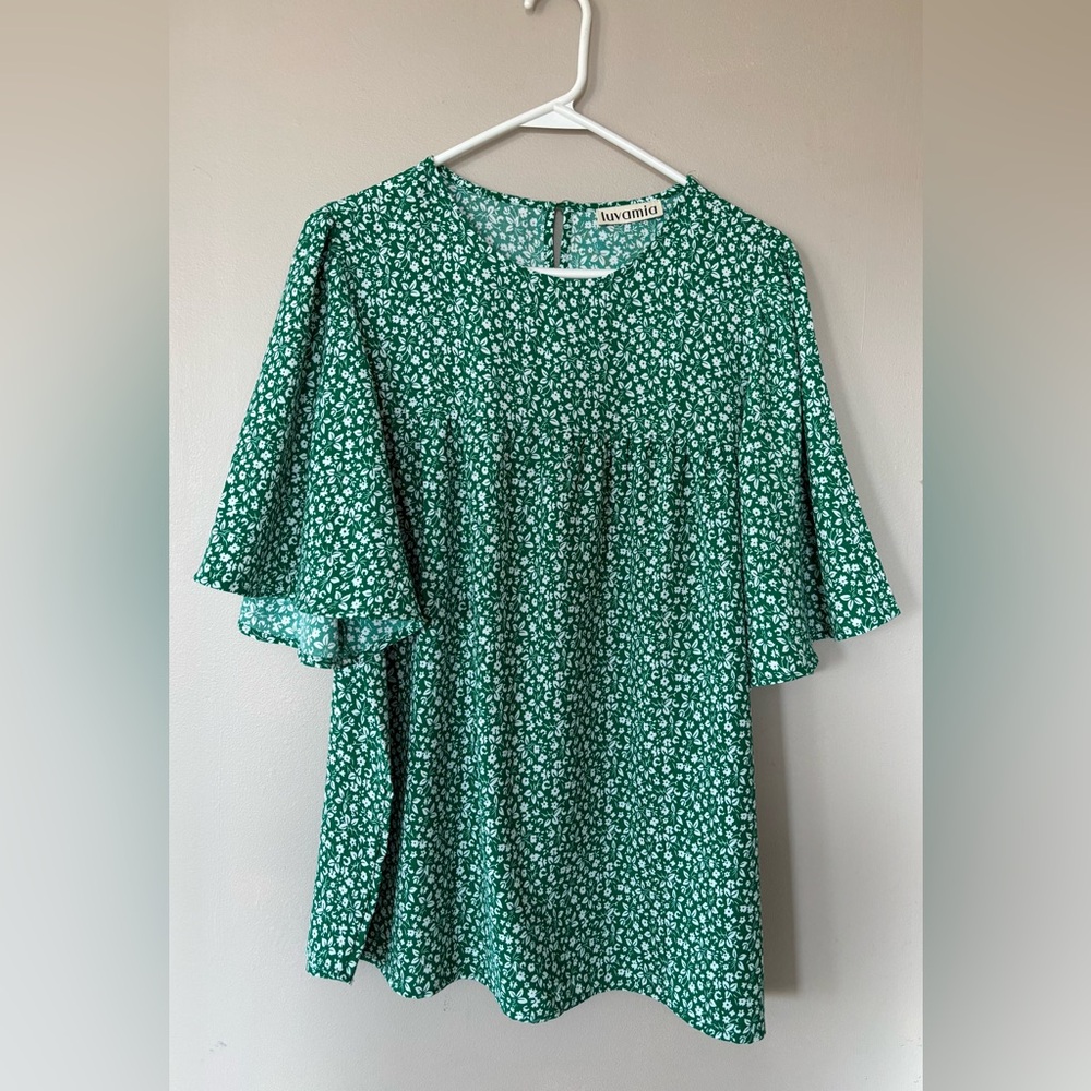 Green Floral Blouse